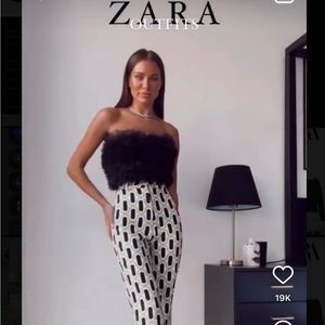 ZARA Bloggers Favorite KNIT STRAPLESS TOP WITH TULLE